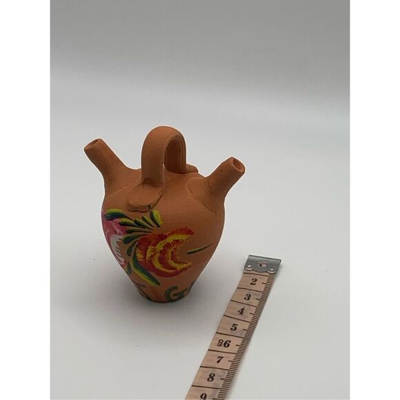 Vtg Antigua Hand-painted Flower Terracotta Miniature Ceramic Clay Botijo Small - Picture 7 of 8